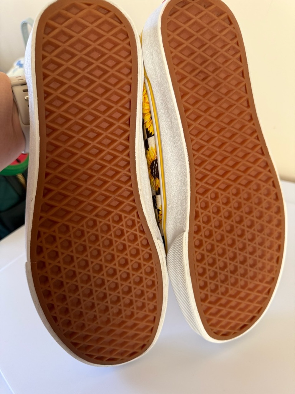 Vans Yellow Sunflower Checkerboard Old Skool Sneakers - Picture 3 of 4